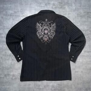Y2K Meztizos 00s Black Button Up Affliction style shirt
